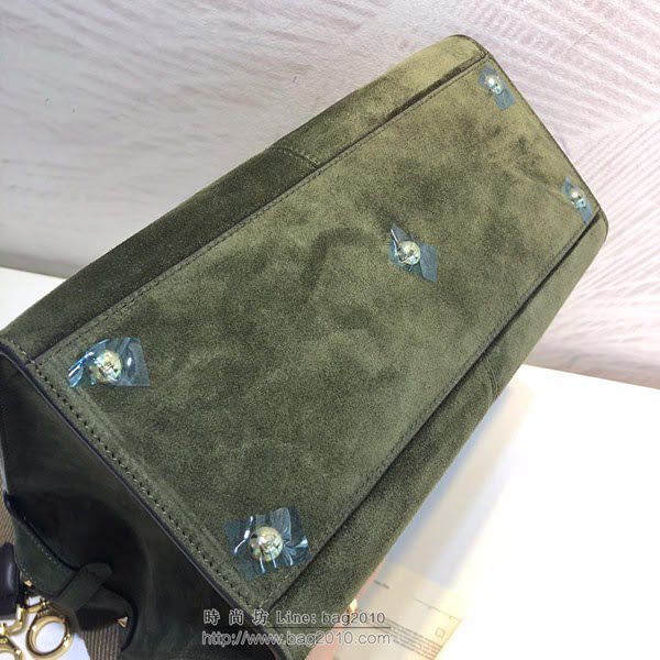FENDI女包 頂級原單 中號手袋 單手柄手提包 橄欖綠色麂皮 芬迪女挎包  fdz2094